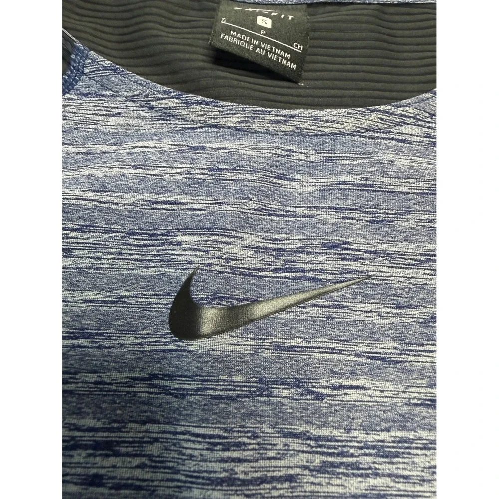 Nike Dri-FIT Women Blue Space Dye Ribbed Back Athletic Crop Top 889797-429 S